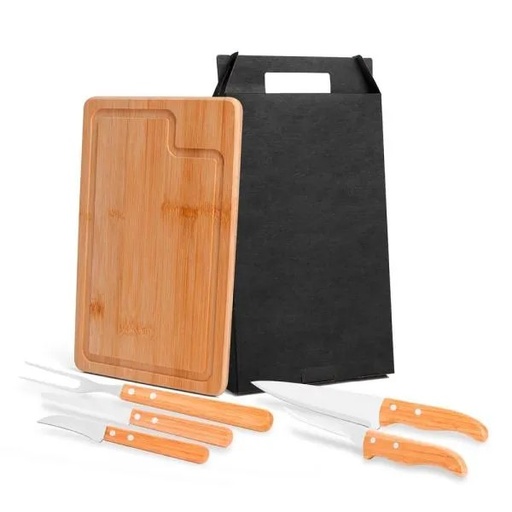 [MB-19153] CONJ. PARA CHURRASCO EM BAMBU / MADEIRA / INOX DALLAS - 6 PÇS