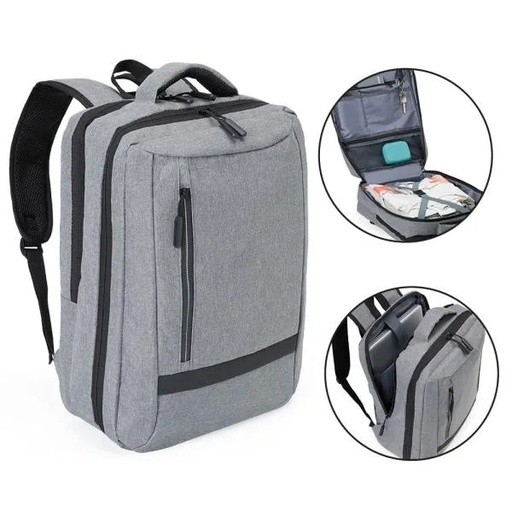 [MA-01522] MOCHILA EM POLIÉSTER 300D - MELANGE CINZA - 18L