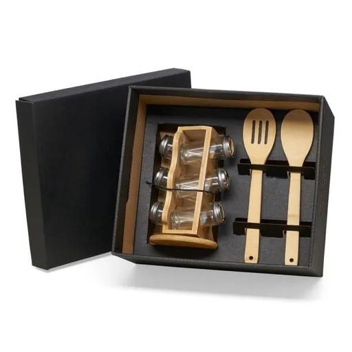 [KT-9024M] KIT PORTA CONDIMENTOS E COLHERES - 3 PEÇAS