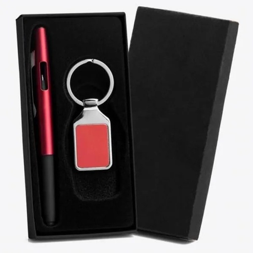 [CC-73504] CANETA E CHAVEIRO EM ABS / METAL - VERMELHO