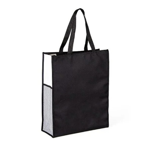 [CS-03040] SACOLA DE MÃO EM NYLON 600 - PRETA/BRANCA