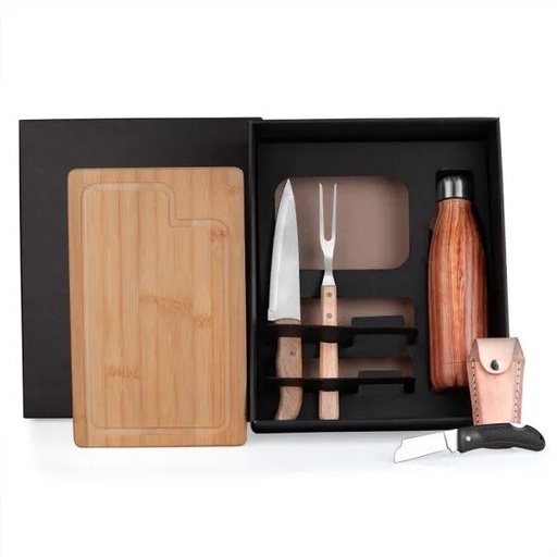 [KT-9025I] KIT CHURRASCO COM GARRAFA, CANIVETE E BAINHA - 6 PÇS