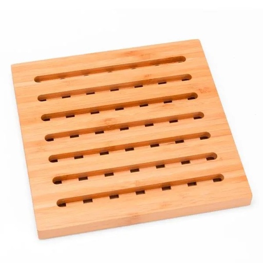 [DP-00413] DESCANSA PRATO QUADRADO EM BAMBU - 18 CM
