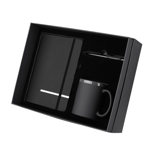 [CJ410] Kit escritório Caderno, Caneca e Caneta Metalica