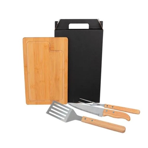 [MX-19336] CONJ. PARA CHURRASCO/HAMBÚRGUER COM ESPÁTULA - 4 PÇS