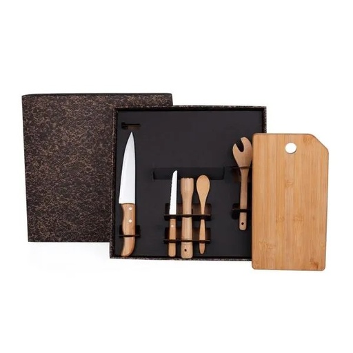 [KB-00563] KIT PARA BAR EM BAMBU / MADEIRA MÔNACO - 6 PÇS