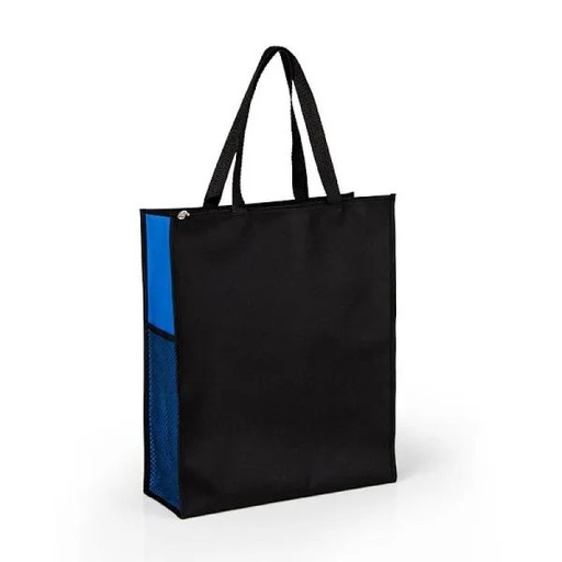 [CS-03043] SACOLA DE MÃO EM NYLON 600 - PRETA/AZUL