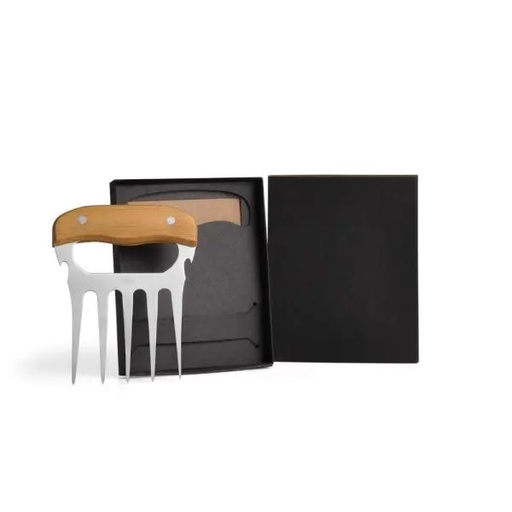 [UD-00263] GARFO COM 5 DENTES EM MADEIRA - INOX - 11,5X14,5CM