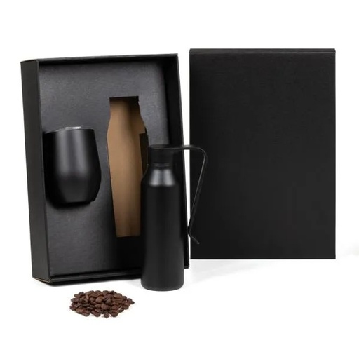 [KT-90579] KIT GARRAFA E COPO TÉRMICO - PRETO - 2 PÇS