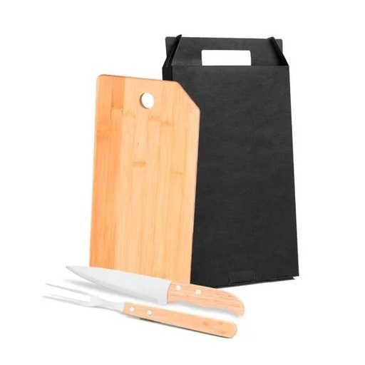 [MX-20066] CONJ. PARA COZINHA EM BAMBU / MADEIRA / INOX - 3 PÇS