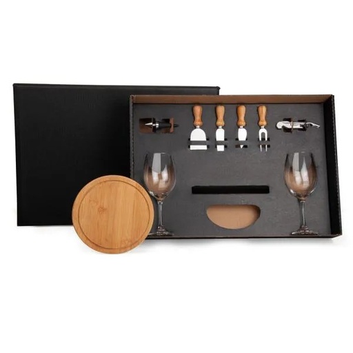 [KT-9022S] KIT QUEIJO E VINHO SEM ESPAÇO PARA GARRAFA -  9 PÇS