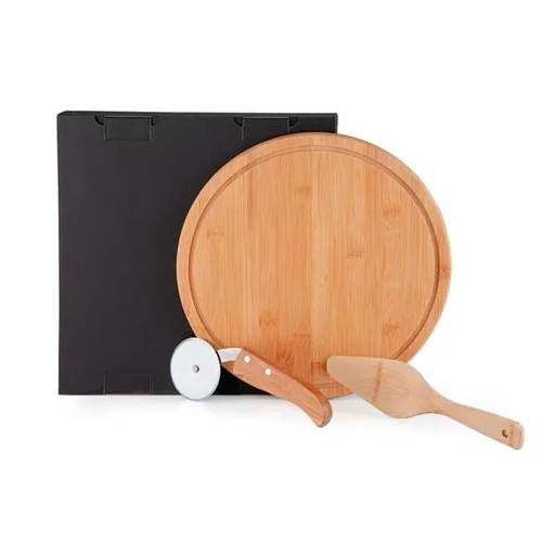 [PD-11133] CONJ. PARA PIZZA EM BAMBU NAPOLI 30 CM - 3 PÇS