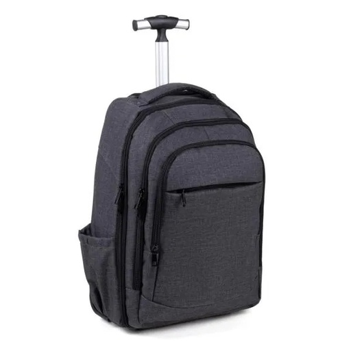 [MA-00342] MOCHILA EM RPET COM RODINHAS - MELANGE CINZA ESCURO