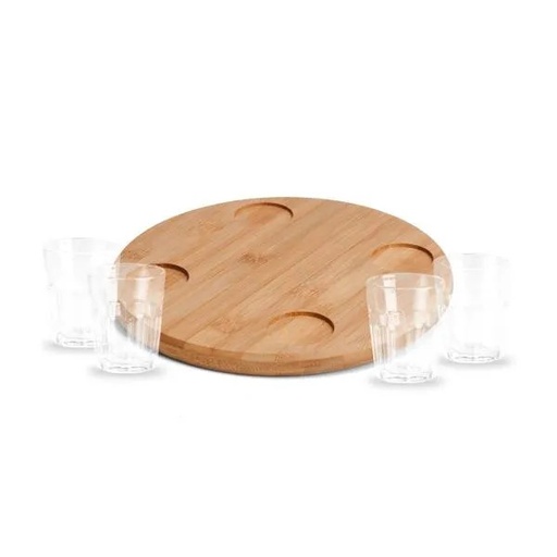 [PD-15243] CONJ. EM BAMBU COM 4 COPOS PARA DOSE - 5 PÇS