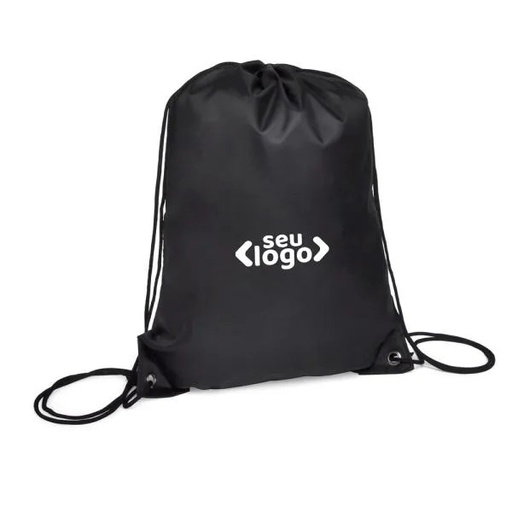 [MA-03001] MOCHILA SACOLA EM NYLON 190D - PRETA - 42X32CM