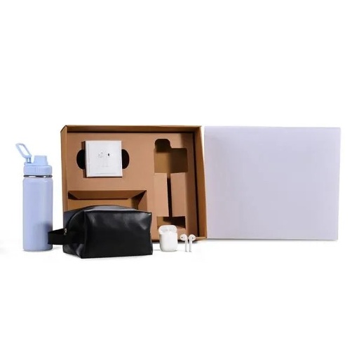 [KT-90532-BCO] KIT GARRAFA, NECESSAIRE E FONE - 3 PÇS