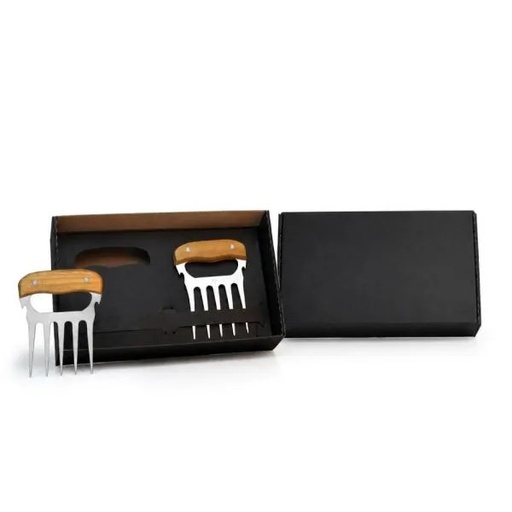 [UD-02263] GARFOS COM 5 DENTES EM MADEIRA - INOX - 11,5X14,5CM - 2 PÇS