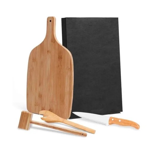 [MB-33303] KIT PARA COZINHA COM TÁBUA, PEGADOR E MARTELO - 4 PÇS