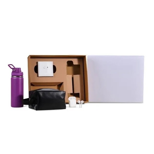 [KT-90537-BCO] KIT GARRAFA, NECESSAIRE E FONE - 3 PÇS