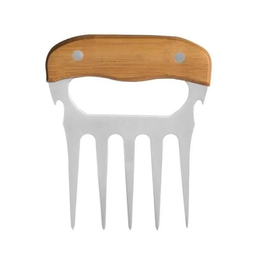 [UD-00263-900] GARFO COM 5 DENTES EM MADEIRA - INOX - 11,5X14,5CM