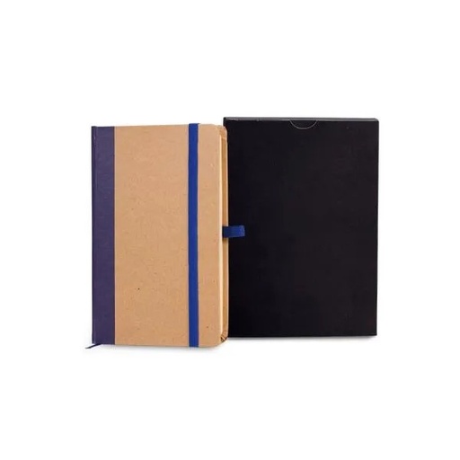 [LE-34073] CADERNETA S/ PAUTA - 9,5X15,5 CM - BEGE/AZUL