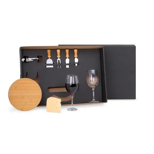 [KT-90003] KIT QUEIJO E VINHO COM ABRIDOR SACA ROLHAS- 8 PÇS.