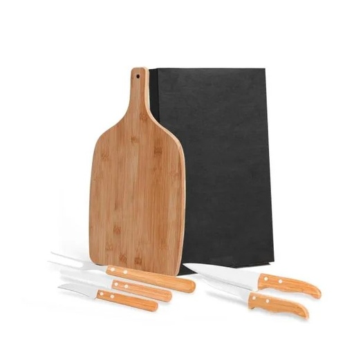 [MB-33153] CONJ. PARA COZINHA EM BAMBU / MADEIRA / INOX - 6 PÇS