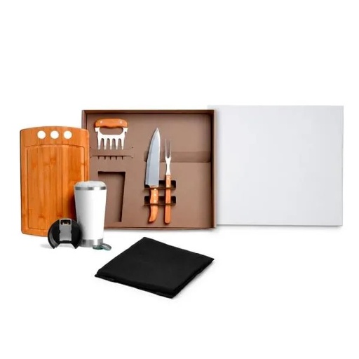 [KT-90301-BCO] KIT PARA CHURRASCO COM COPO TÉRMICO - 6 PÇS