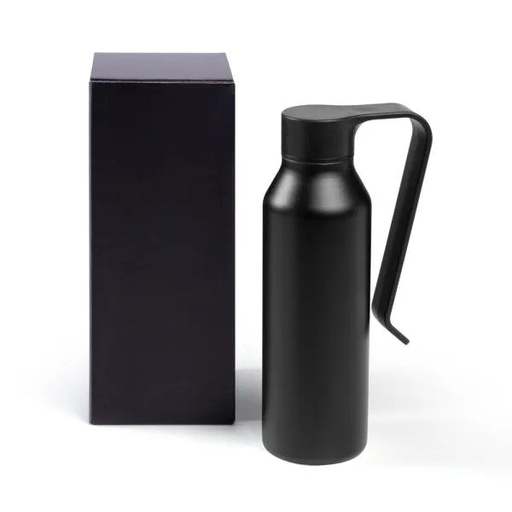[IS-01561] GARRAFA CAMADA DUPLA EM ALUMÍNIO RECICLADO - PRETA - 450ML