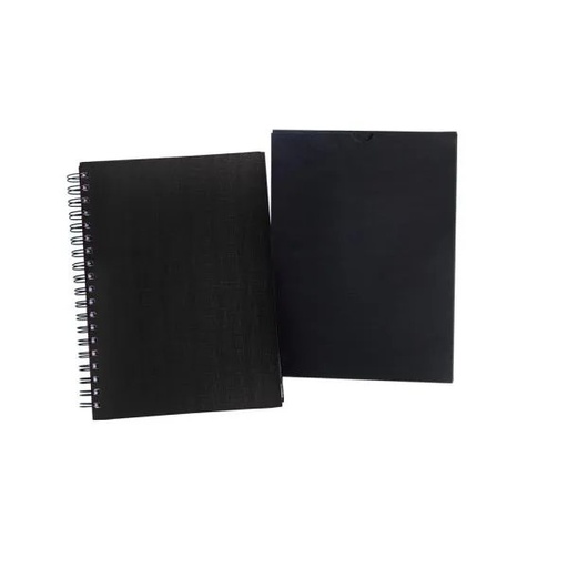 [LE-30601] CADERNO PAUTADO COM WIRE-O - PRETO - 23,5X18CM - 100 FLS