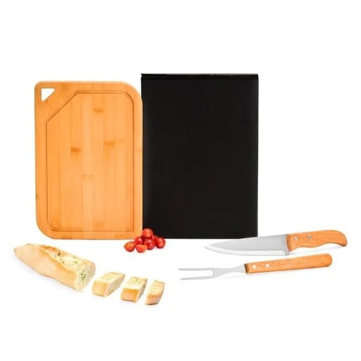 [MX-70066] CONJ. PARA CHURRASCO EM BAMBU / INOX / MADEIRA - 3 PÇS