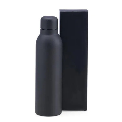[IS-01521] GARRAFA EM INOX PAREDE DUPLA - PRETO - 470 ML
