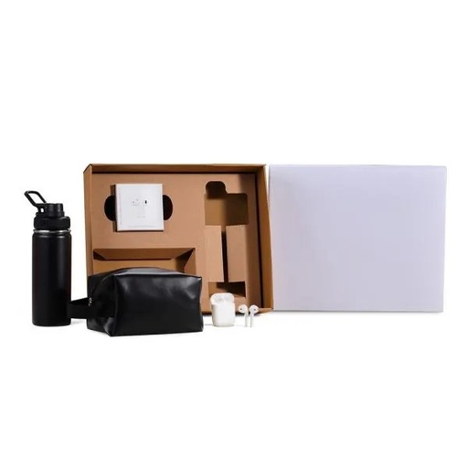 [KT-90536-BCO] KIT GARRAFA, NECESSAIRE E FONE - 3 PÇS