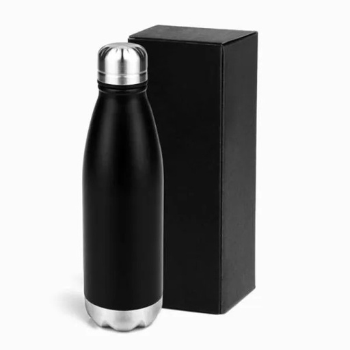 [IS-00761] GARRAFA COM TAMPA EM AÇO INOX - PRETA - 750ML