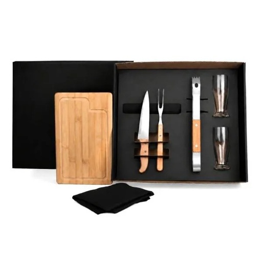 [KT-90253] KIT PARA CHURRASCO / CERVEJA COM PEGADOR - 7 PÇS