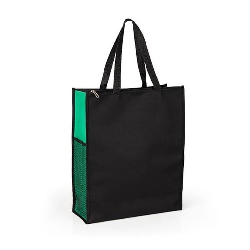 [CS-03045] SACOLA DE MÃO EM NYLON 600 - PRETA/VERDE