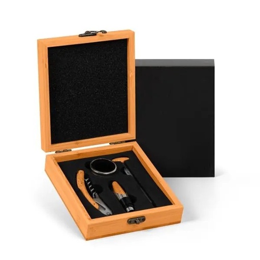 [PV-00833] CONJUNTO PARA VINHO EM BAMBU - 5 PÇS