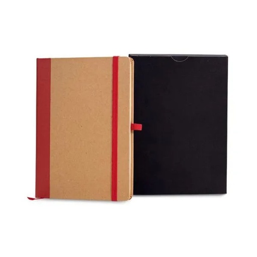 [LE-34174] CADERNETA S/ PAUTA - 12,2X17CM - BEGE/VERMELHO