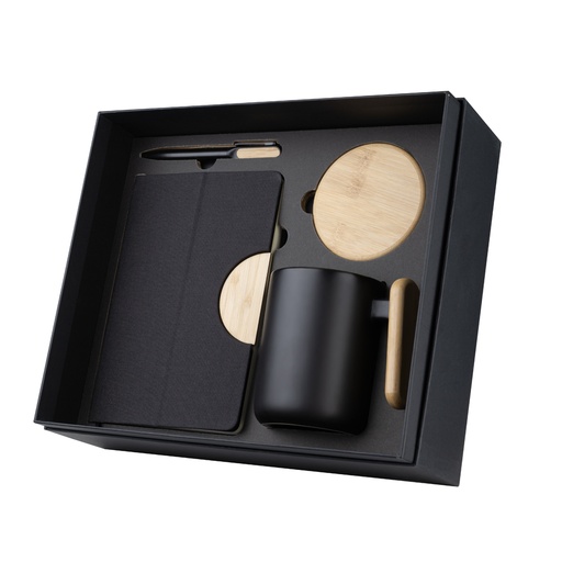 [CJ325] Kit escritório Caderno, Caneca e Caneta Metalica