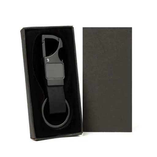 [CH-00738] CHAVEIRO MOSQUETÃO EM METAL/PU - CINZA/PRETO