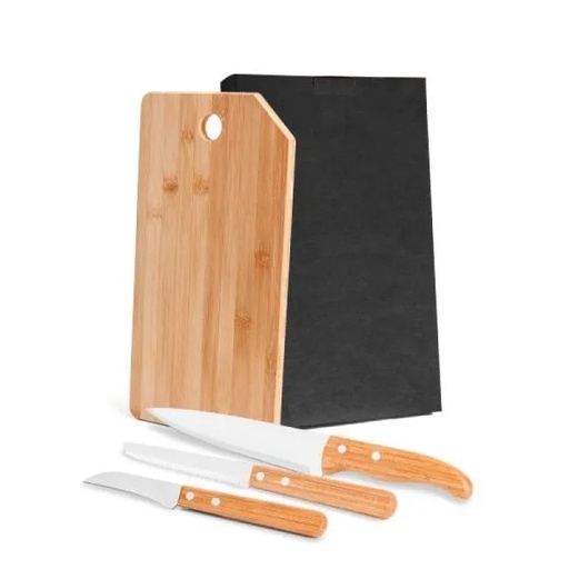 [MB-20223] CONJ. PARA COZINHA EM BAMBU / MADEIRA / INOX OREGON - 4 PÇS