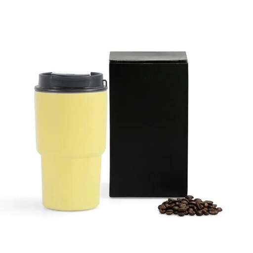 [IC-03406] COPO TÉRMICO EM AÇO INOX - AMARELO CLARO - 450 ML