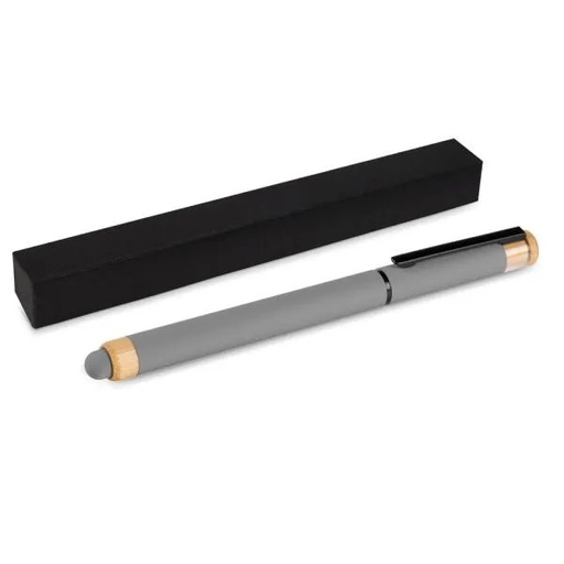 [CR-92002] CANETA ROLLER EM ALUMÍNIO RECICLADO /  BAMBU - CINZA