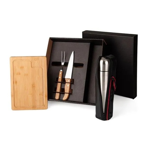 [KT-90156] KIT PARA CHURRASCO COM GARRAFA TÉRMICA - 5 PÇS