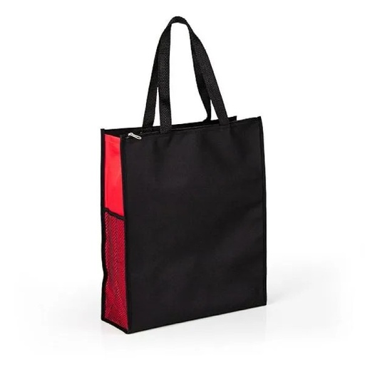 [CS-03044] SACOLA DE MÃO EM NYLON 600 - PRETA/VERMELHA