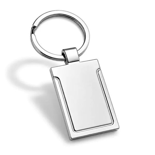 [CH-00060-900] CHAVEIRO DE METAL PRATA RETANGULAR
