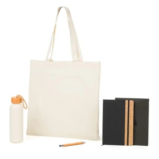 [KT-90541] KIT SACOLA, GARRAFA, CADERNO E CANETA - 4 PÇS