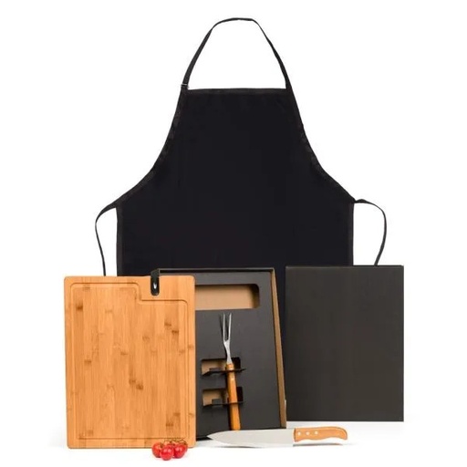 [KT-90606] CONJ. PARA CHURRASCO EM BAMBU COM AMOLADOR - 5 PÇS