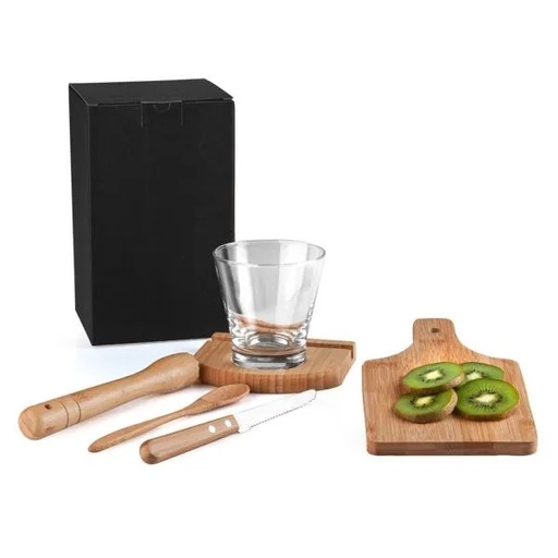 [KC-00463] KIT PARA CAIPIRINHA EM BAMBU / MADEIRA IBIZA - 0,35 L - 6 PÇS
