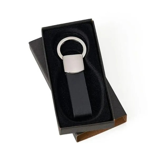 [CH-00281] CHAVEIRO EM METAL E MATERIAL SINTÉTICO PRETO REDONDO
